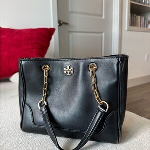Tory Burch Black and Gold Shoulder Bag